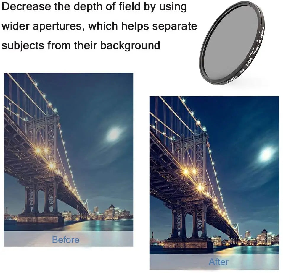 Variable Adjustable ND Filter ND2-ND400 (Neutral Density)