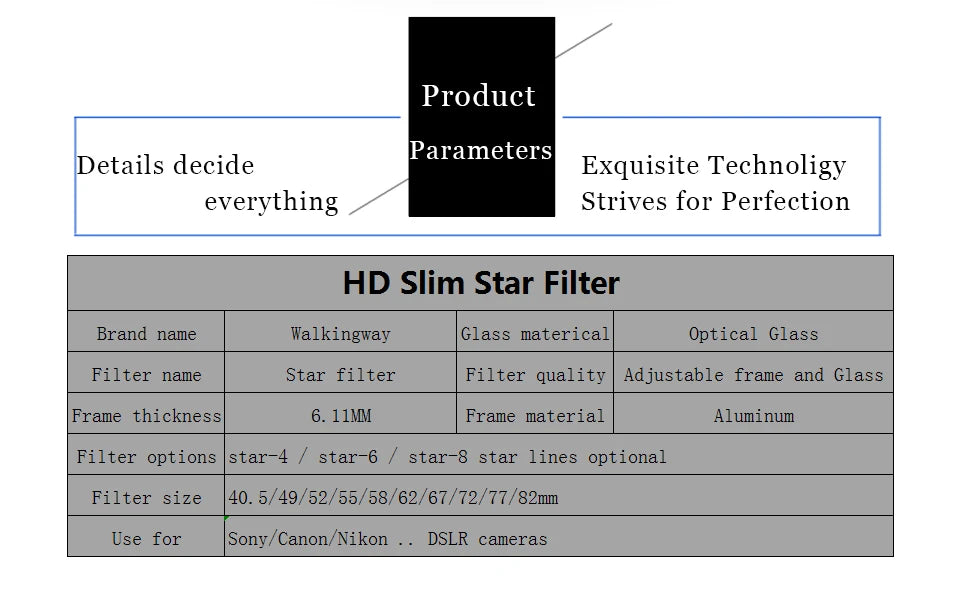 Star Filter DSLR Camera Lens 37mm 40.5mm 49mm 52mm 55mm 62mm 67mm 72mm 77mm 82mm Canon Nikon Sony