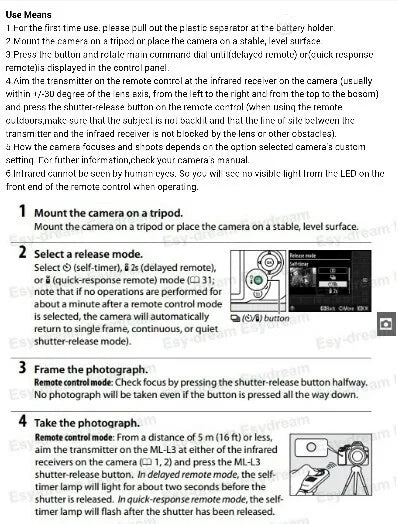 ML-L3 Wireless Remote Control Shutter Release For Nikon DSLR Camera
