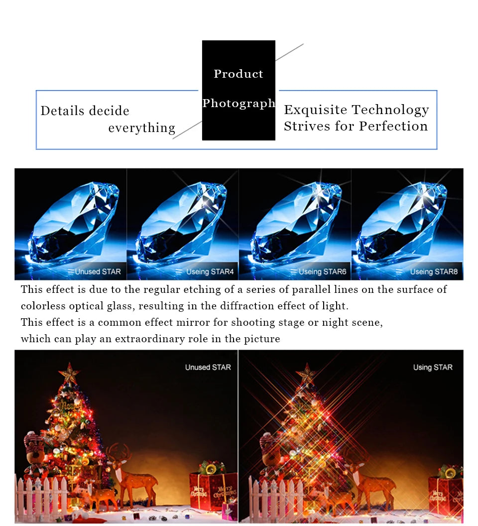 Star Filter DSLR Camera Lens 37mm 40.5mm 49mm 52mm 55mm 62mm 67mm 72mm 77mm 82mm Canon Nikon Sony