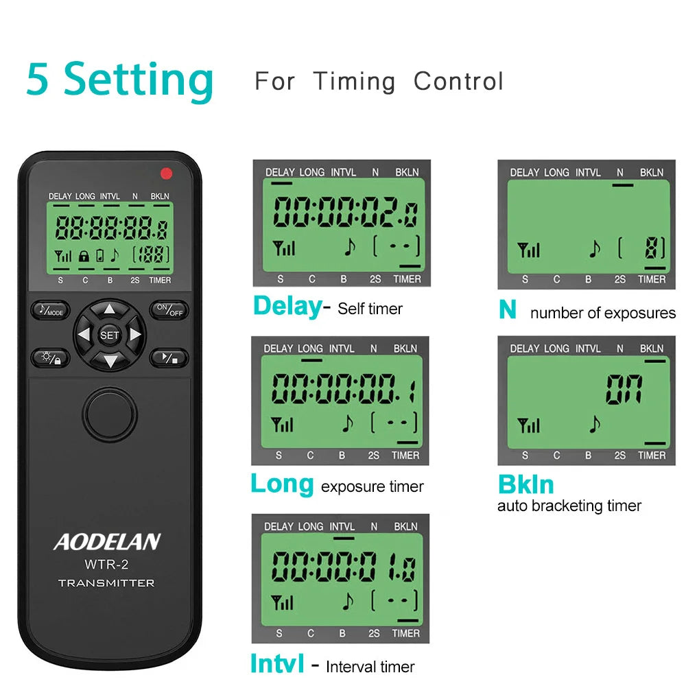 Wireless Timelapse Intervalometer Remote Control Shutter Release For Canon Nikon Sony Panasonic Fujifilm Camera