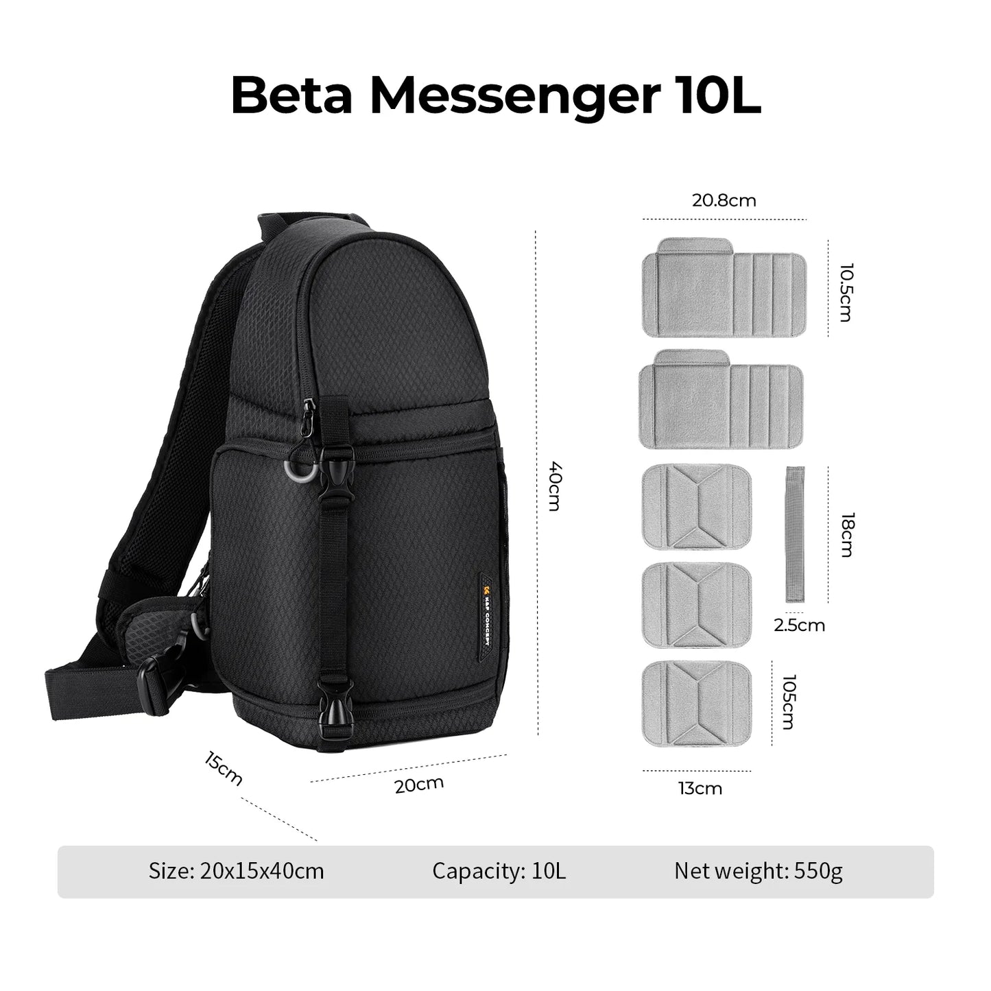 K&F Concept Portable Single Shoulder DSLR Camera Lens Bagb