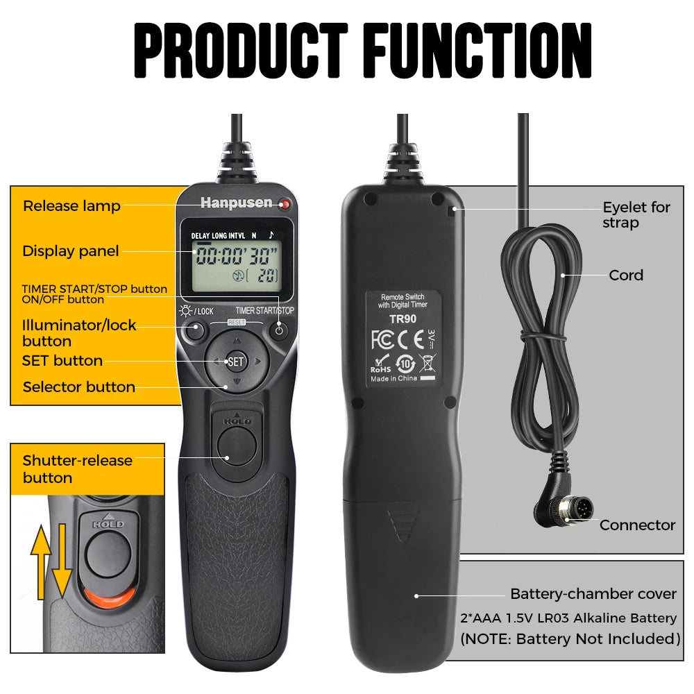 Camera Time Lapse Intervalometer Remote LCD Timer Shutter Release
