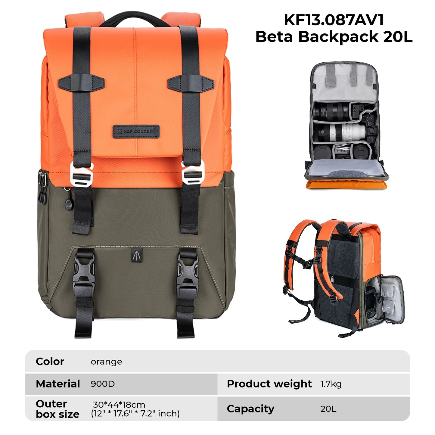 K&F Concept Rain Cover Camera Backpack for Outdoor Travel Photography