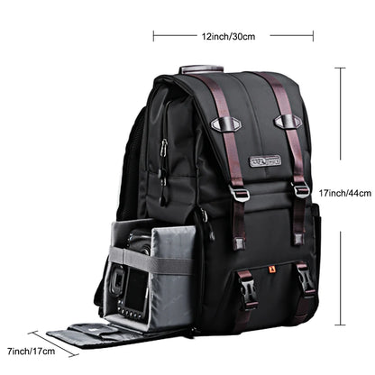 K&F Concept Camera Backpack with Rainproof Cover Catch Straps for Laptop SLR DSLR