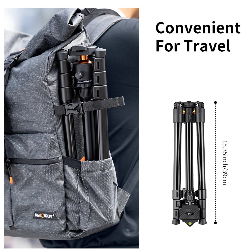 K&F Concept 62.99 Inch Portable Travel Tripod for DSLR Camera