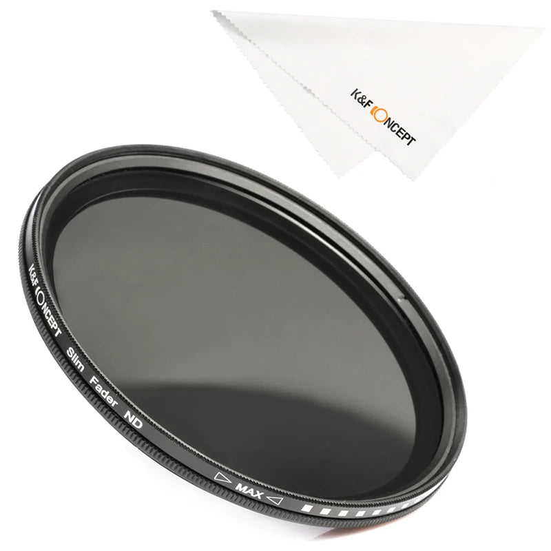 K&F CONCEPT ND2 to ND400 ND Lens Filter Adjustable Variable 49mm 52mm 58mm 62mm 67mm 77mm