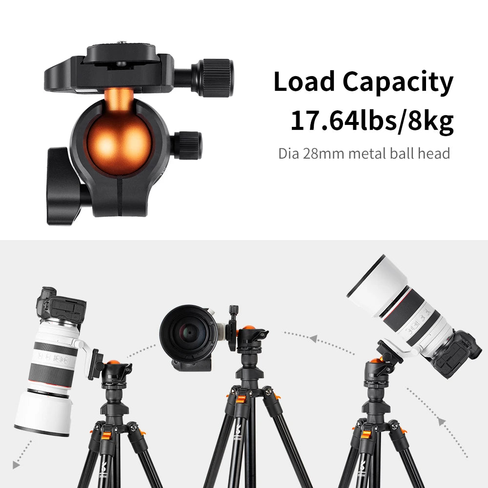 K&F Concept 62.99 Inch Portable Travel Tripod for DSLR Camera