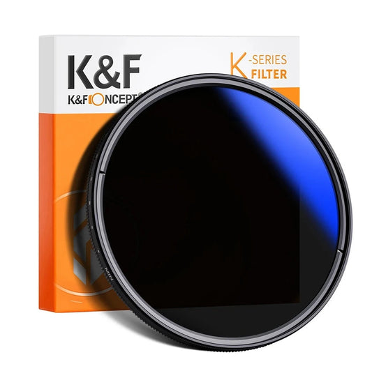 K&F CONCEPT ND2 to ND400 ND Lens Filter Adjustable Variable 49mm 52mm 58mm 62mm 67mm 77mm