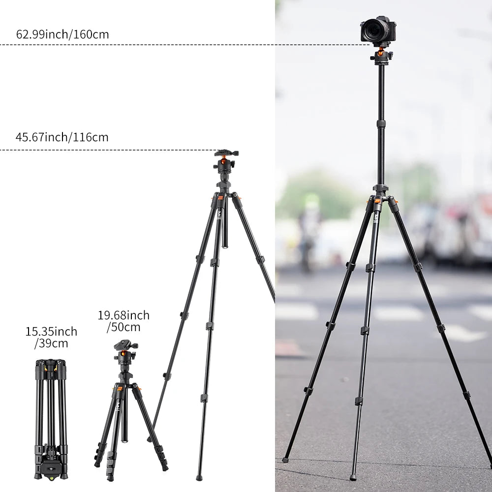 K&F Concept 62.99 Inch Portable Travel Tripod for DSLR Camera