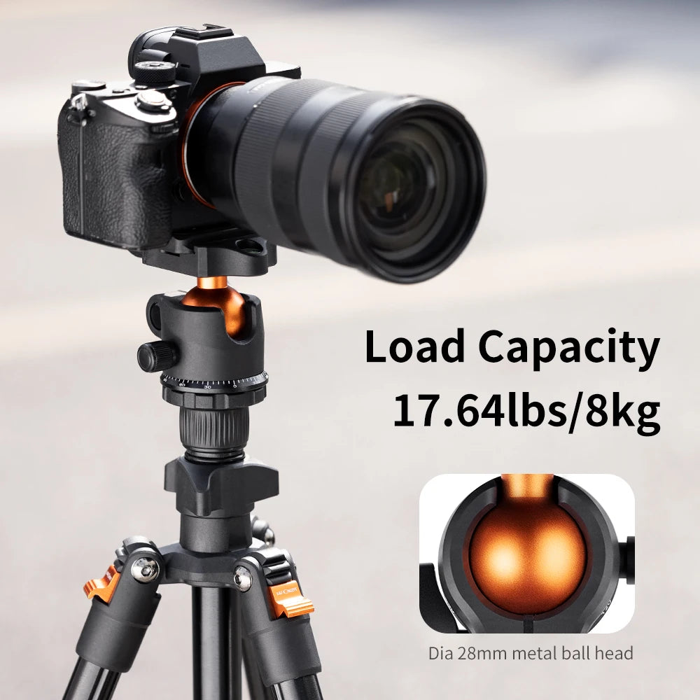 K&F Concept 62.99 Inch Portable Travel Tripod for DSLR Camera