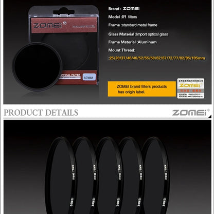 Zomei Infrared IR Filter for SLR DSLR Camera Lens