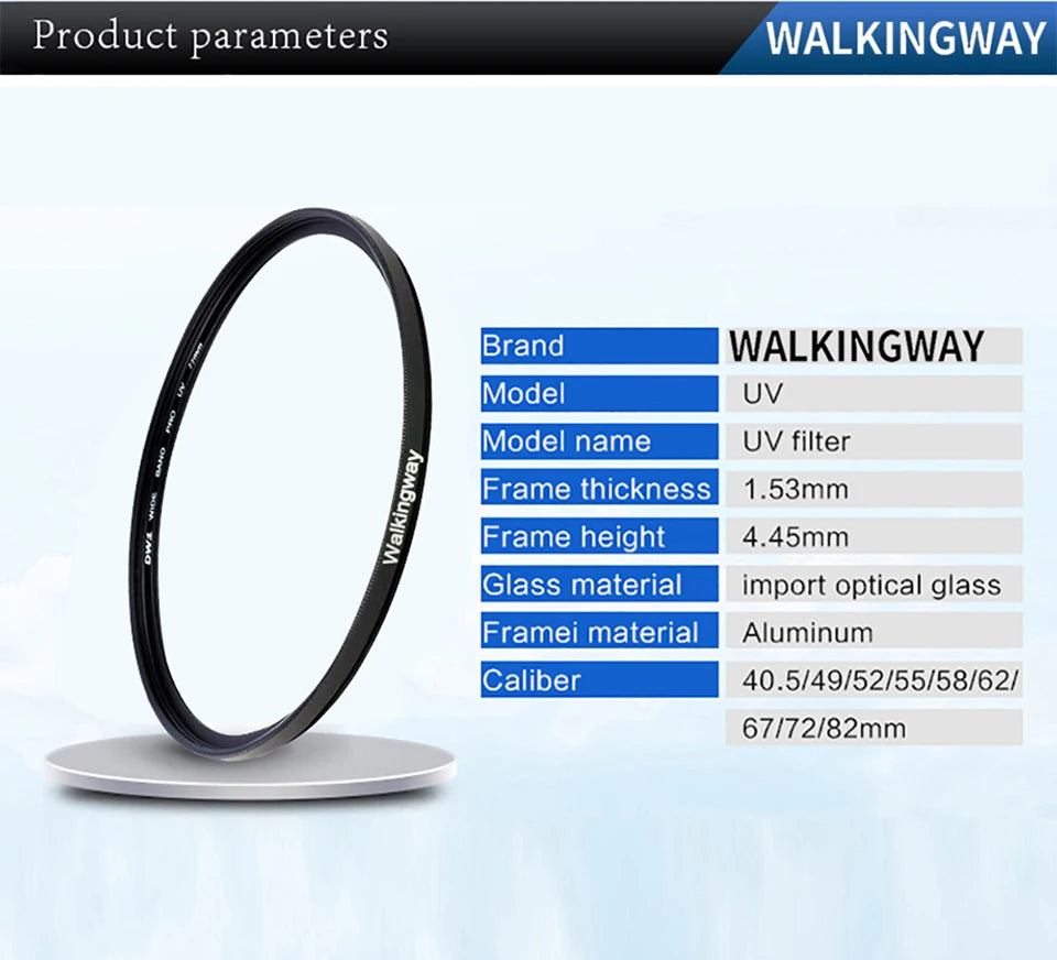 Walkingway UV Lens Filter for Canon Sony Nikon