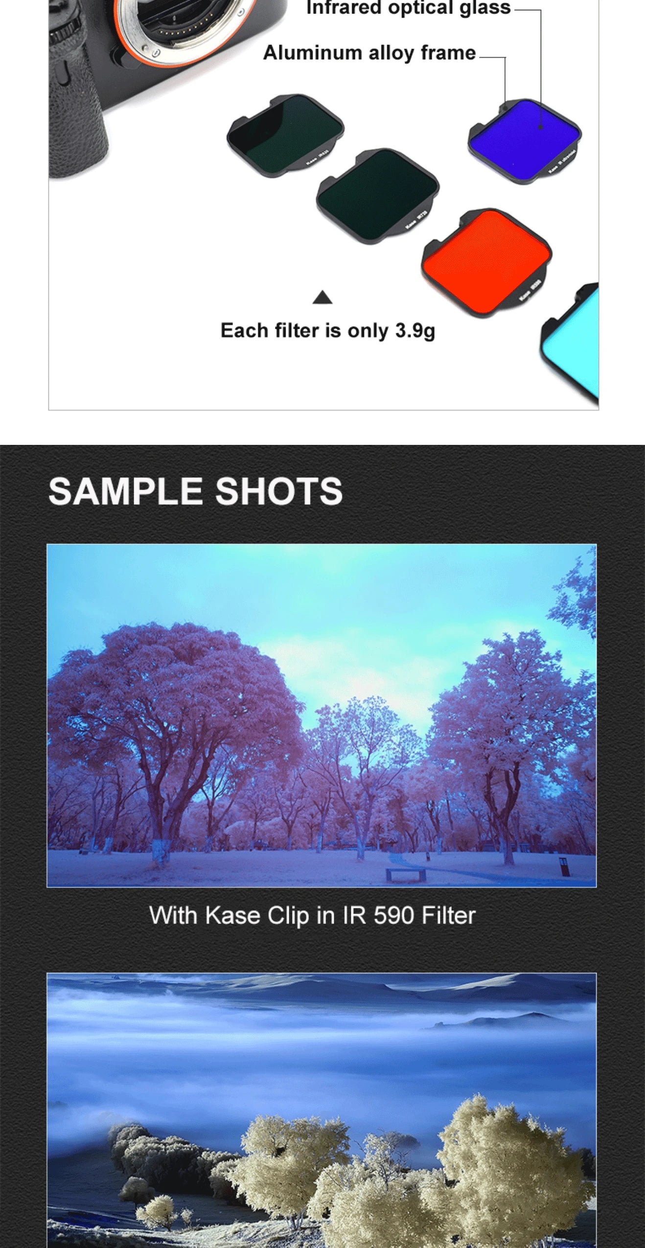 Kase Clip-in Infrared Filter for Sony Alpha Mirrorless Camera ( Ultraviolet / IR Original / IR 590 / IR 665 / IR 720 / IR 830 )