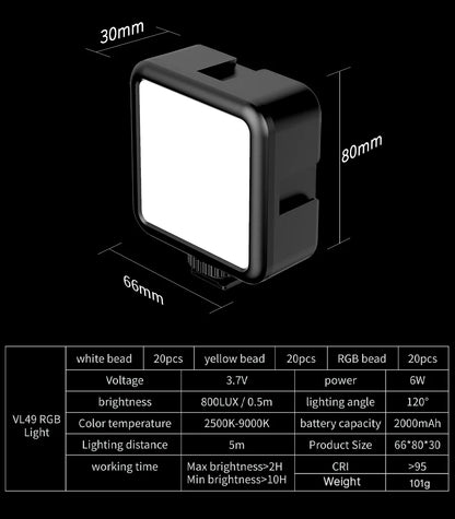 Full Color RGB LED Camera Video Light