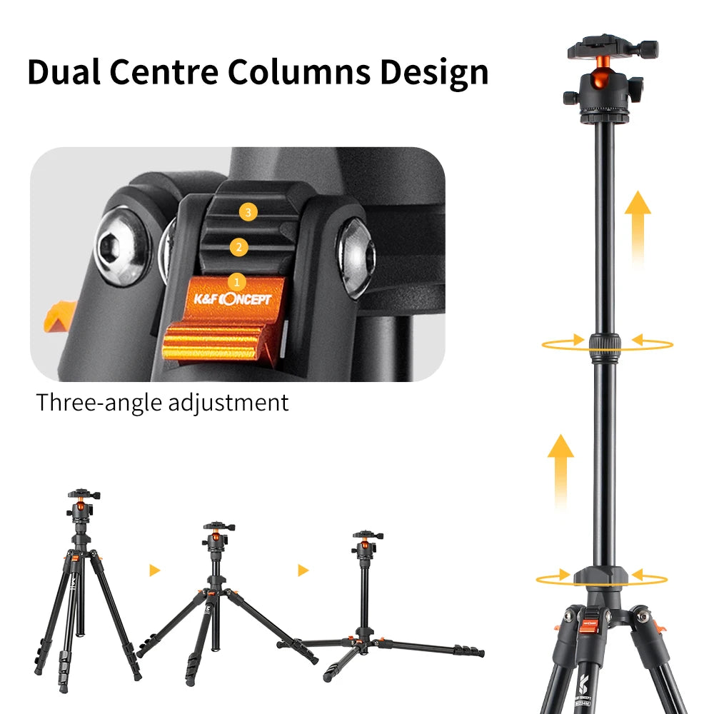 K&F Concept 62.99 Inch Portable Travel Tripod for DSLR Camera