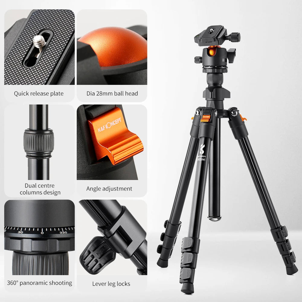 K&F Concept 62.99 Inch Portable Travel Tripod for DSLR Camera