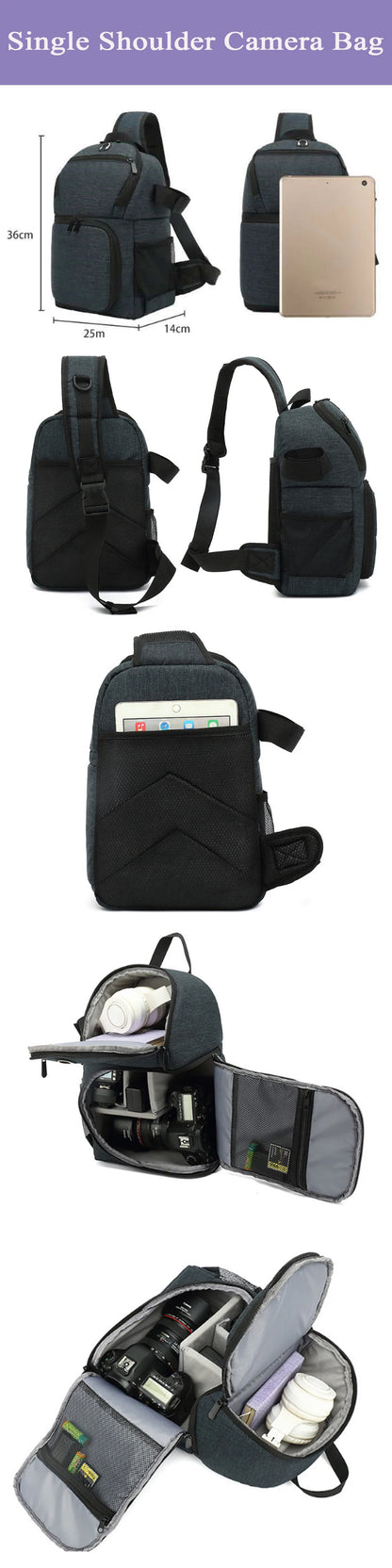 Waterproof DSLR Camera Bag Backpack With Charging Earphone Hole