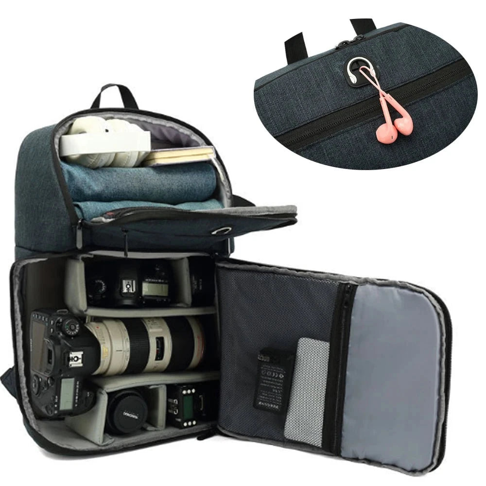 Waterproof DSLR Camera Bag Backpack With Charging Earphone Hole