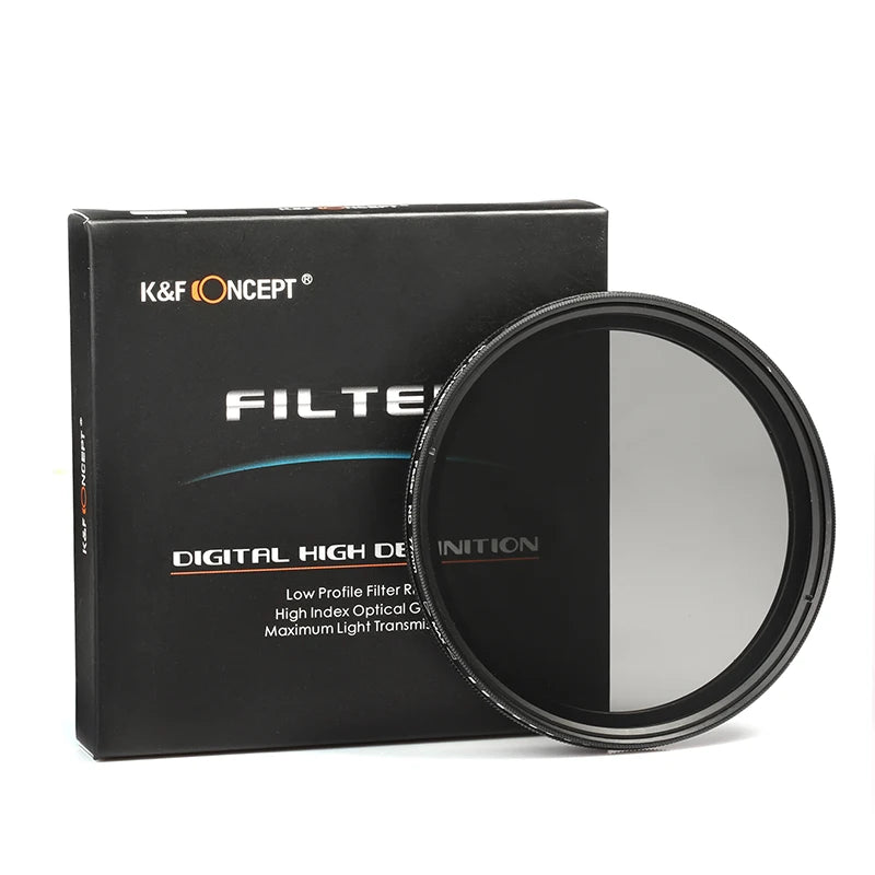 K&F CONCEPT ND2 to ND400 ND Lens Filter Adjustable Variable 49mm 52mm 58mm 62mm 67mm 77mm