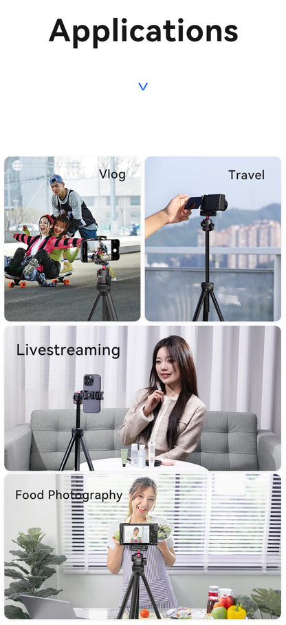 Portable Aluminum Tripod with Rotating Ballhead for Phone Camera Vlog