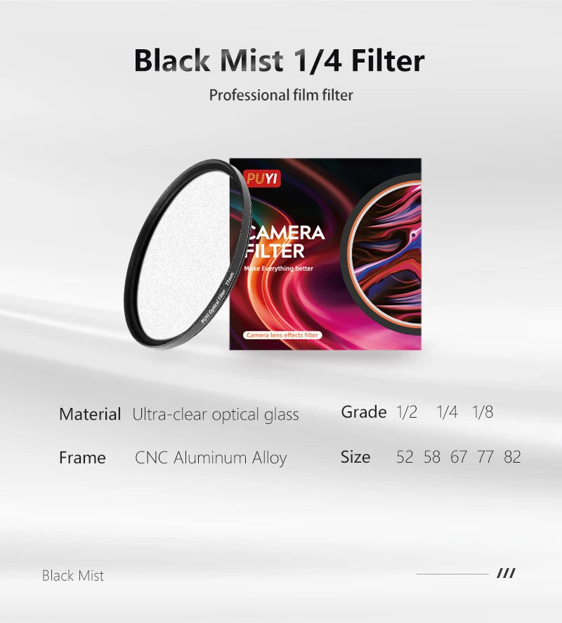 FX Black Diffusion 1/4 Filter Mist Cinematic Dreamy Effect Filter