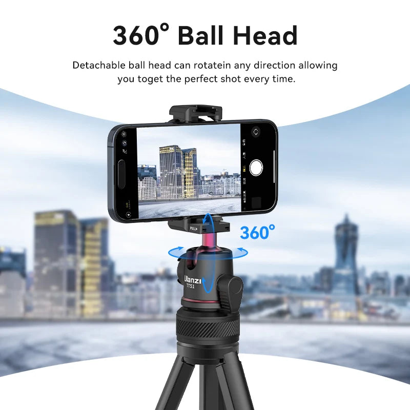 Portable Aluminum Tripod with Rotating Ballhead for Phone Camera Vlog