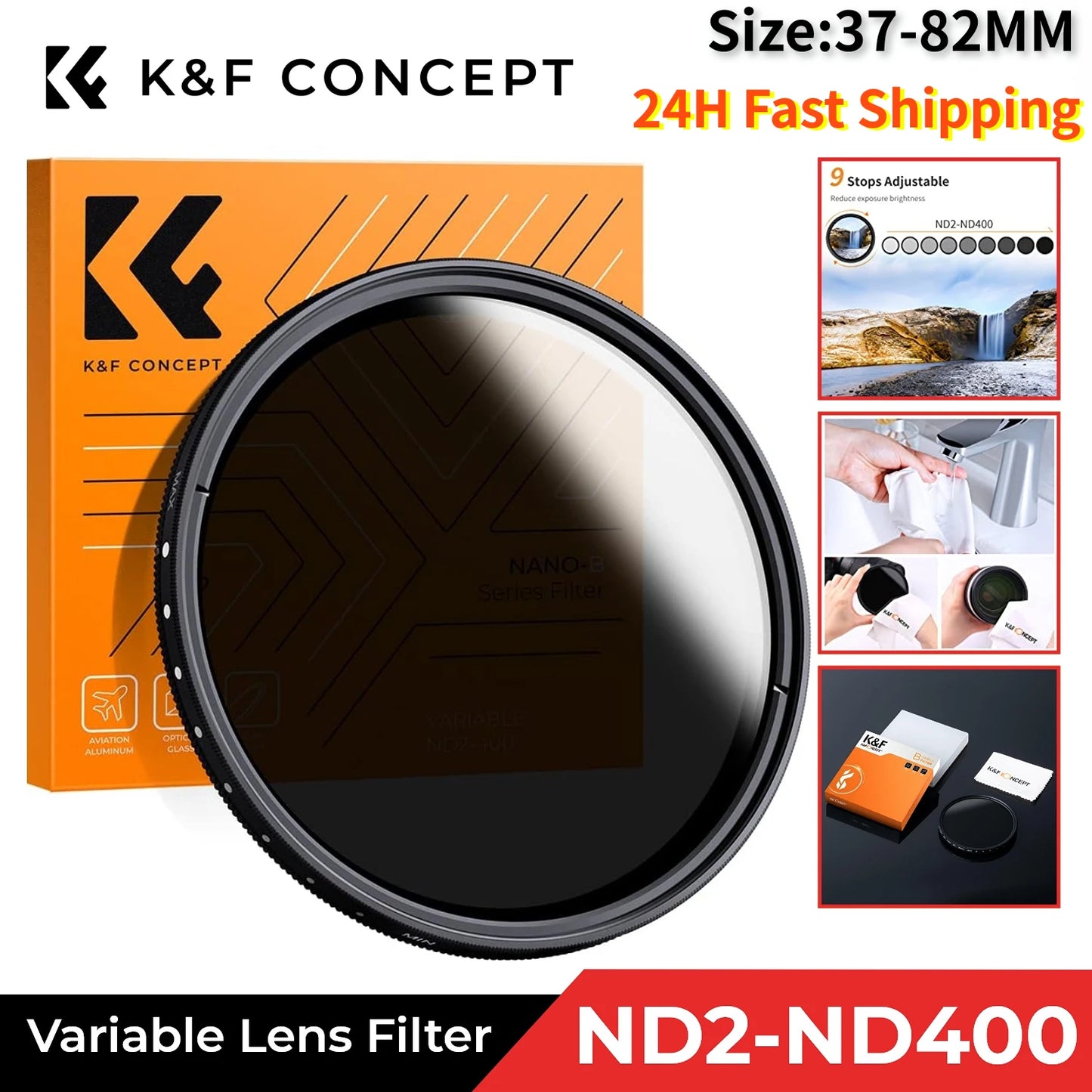 K&F Concept Variable ND2-ND400 ND Lens Filter (1-9 Stops)