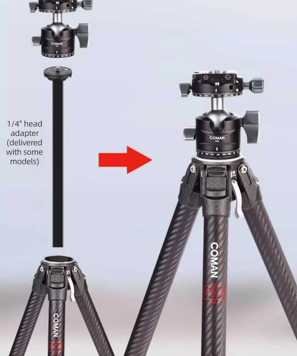 COMAN Zero F38 Carbon Fiber Lightweight Travel Professional Tripod DSLR Camera