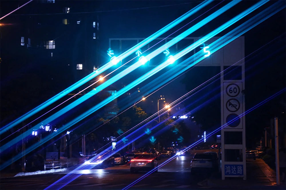 Cinematic Blue Light Streaks Effect Filter for Camera Lens