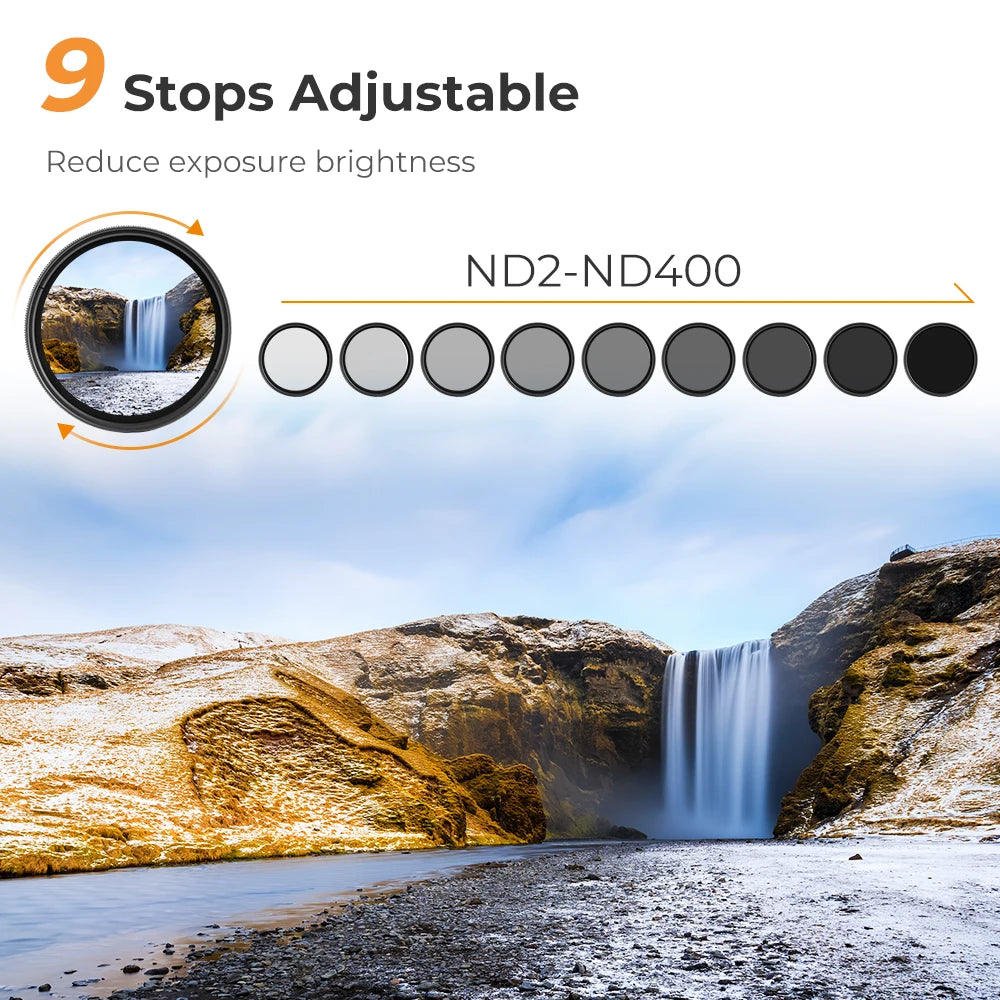 K&F CONCEPT ND2-ND400 Neutral Density Adjustable Fader Lens Filter