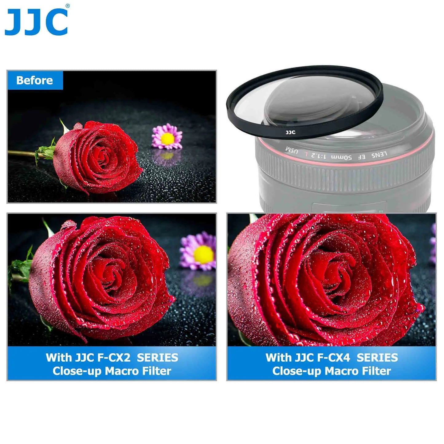 JJC Macro Close Up Lens Filter Kit with Filter Pouch