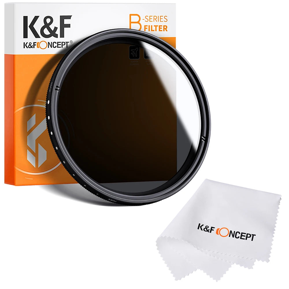 K&F CONCEPT ND2 to ND400 ND Lens Filter Adjustable Variable 49mm 52mm 58mm 62mm 67mm 77mm