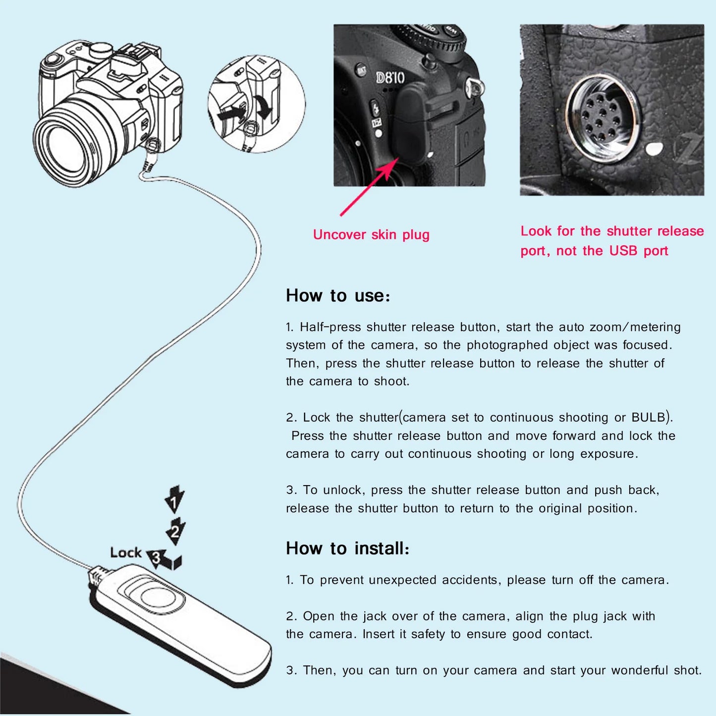 Wired Timer Remote Control Shutter Release For Canon Nikon Sony Fujitsu DSLR Camera