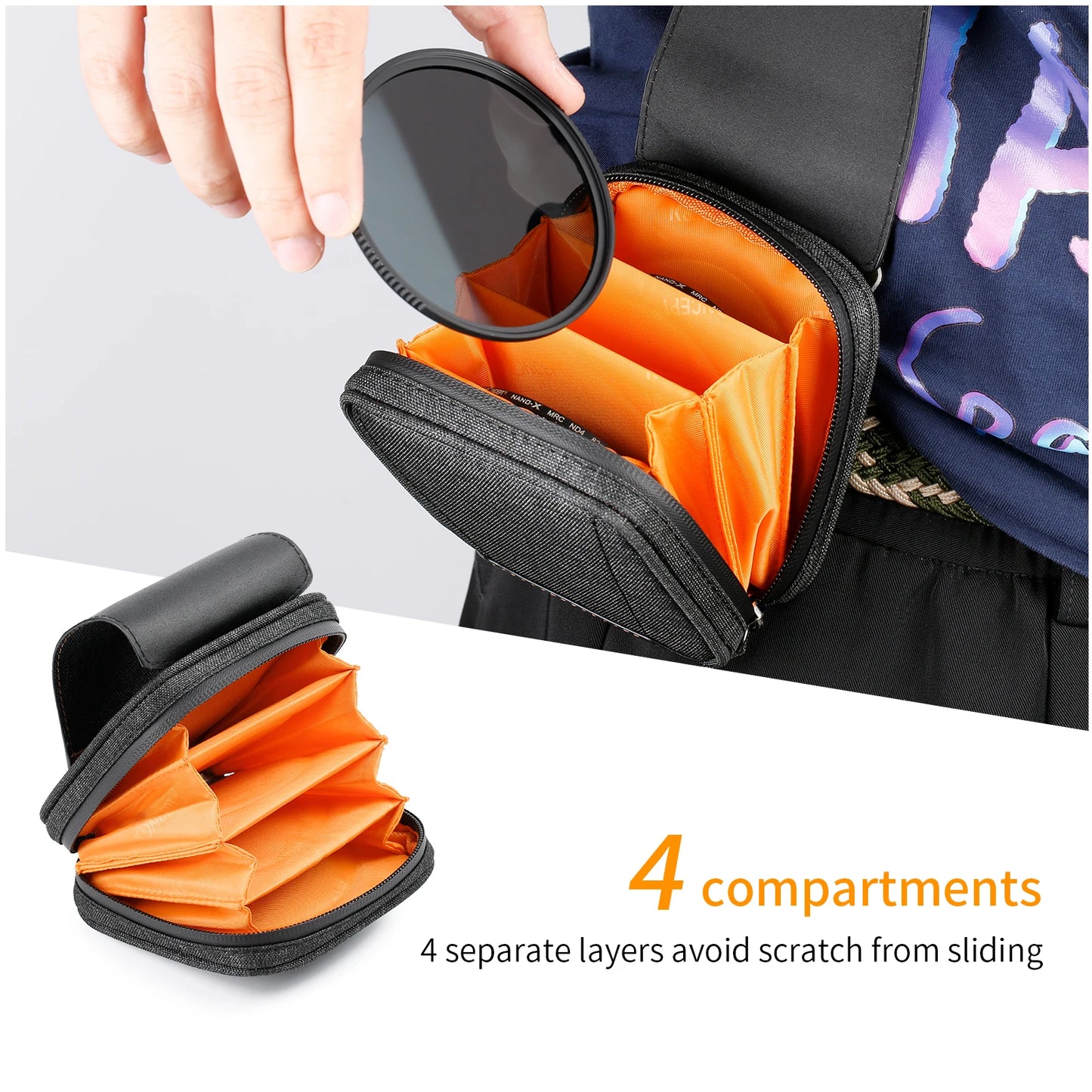 K&F Concept 4 Slots Lens Filter Case Bag