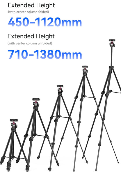 Portable Aluminum Tripod with Rotating Ballhead for Phone Camera Vlog