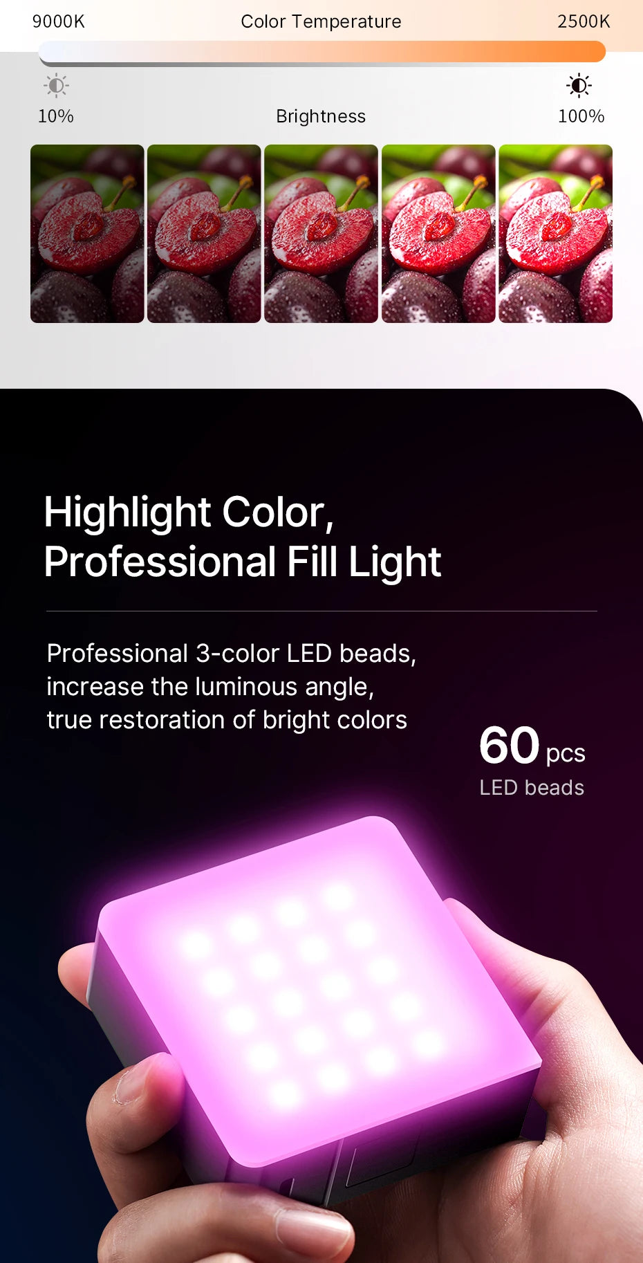 Full Color RGB LED Camera Video Light