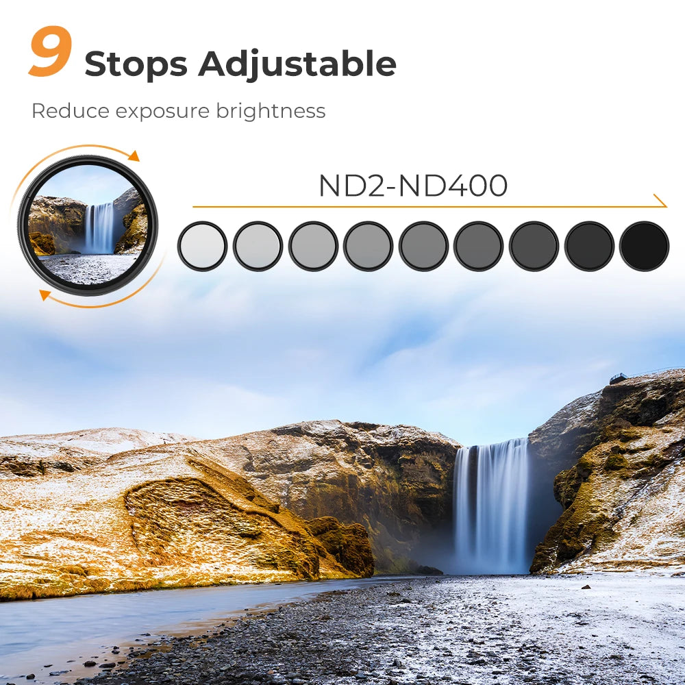 K&F Concept Variable ND2-ND400 ND Lens Filter (1-9 Stops)