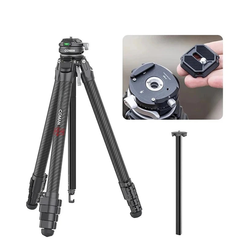 COMAN Zero F38 Carbon Fiber Lightweight Travel Professional Tripod DSLR Camera