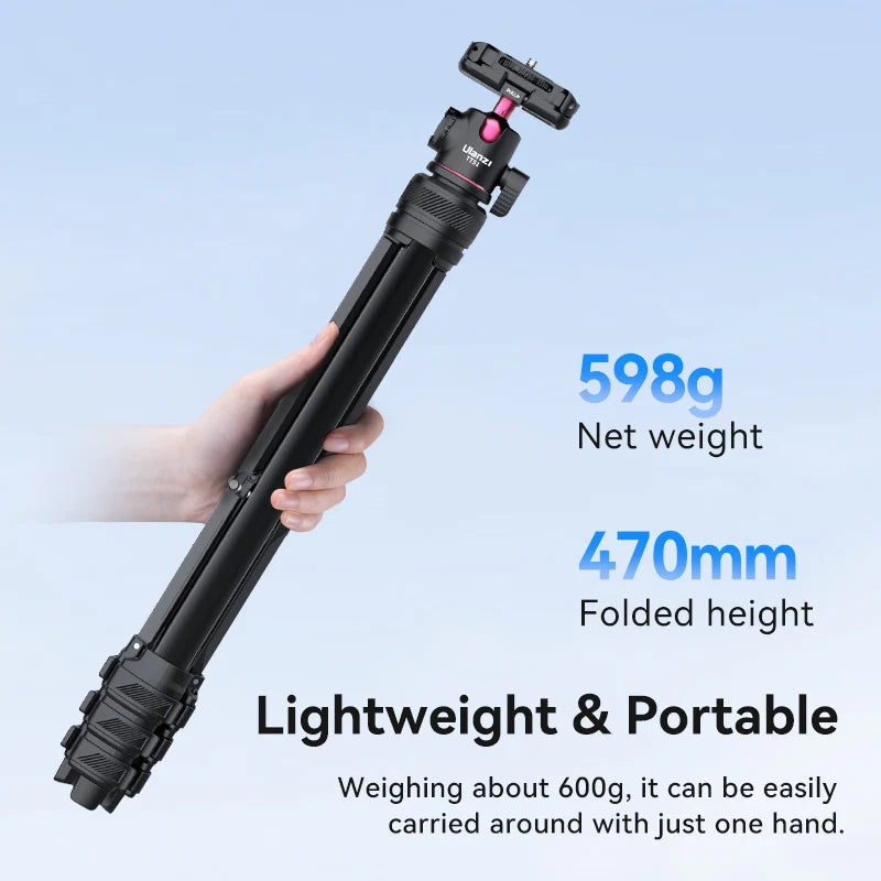 Portable Aluminum Tripod with Rotating Ballhead for Phone Camera Vlog