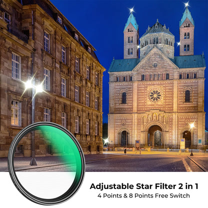 K&F Concept Star Filter for Camera Lens 4-8 Points Variable Filter