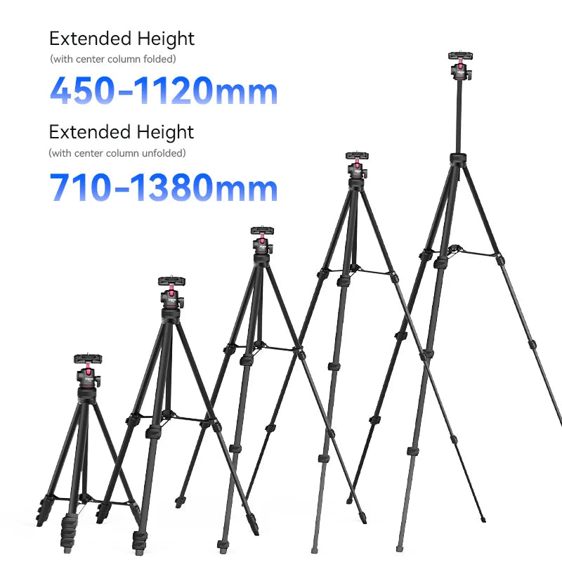 Portable Aluminum Tripod with Rotating Ballhead for Phone Camera Vlog