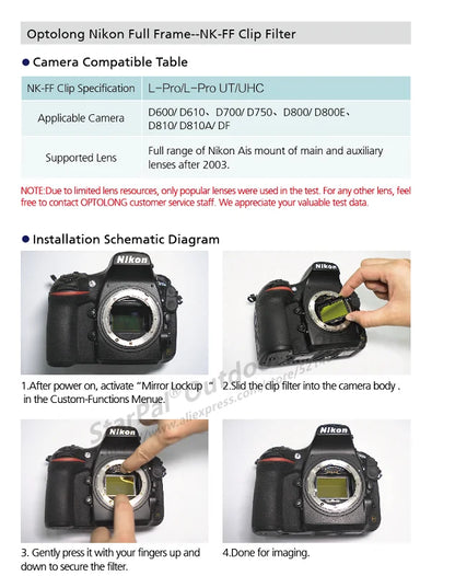 Optolong UHC Clip Built-in Filter for Nikon Full Frame Camera