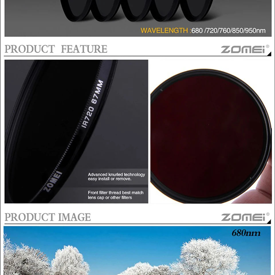 Zomei Infrared IR Filter for SLR DSLR Camera Lens