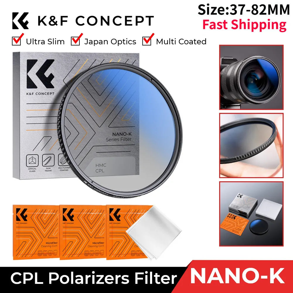 K&F Concept Nano-K CPL Camera Lens Filter 67mm 77mm 82mm