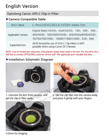 Optolong L-Enhance Filter Clip Built-in for Canon EOS-C Camera