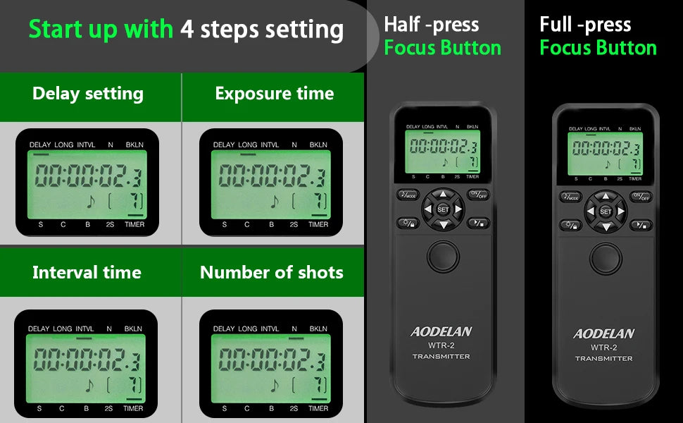 Wireless WTR-2 Timelapse Intervalometer Camera Remote Control