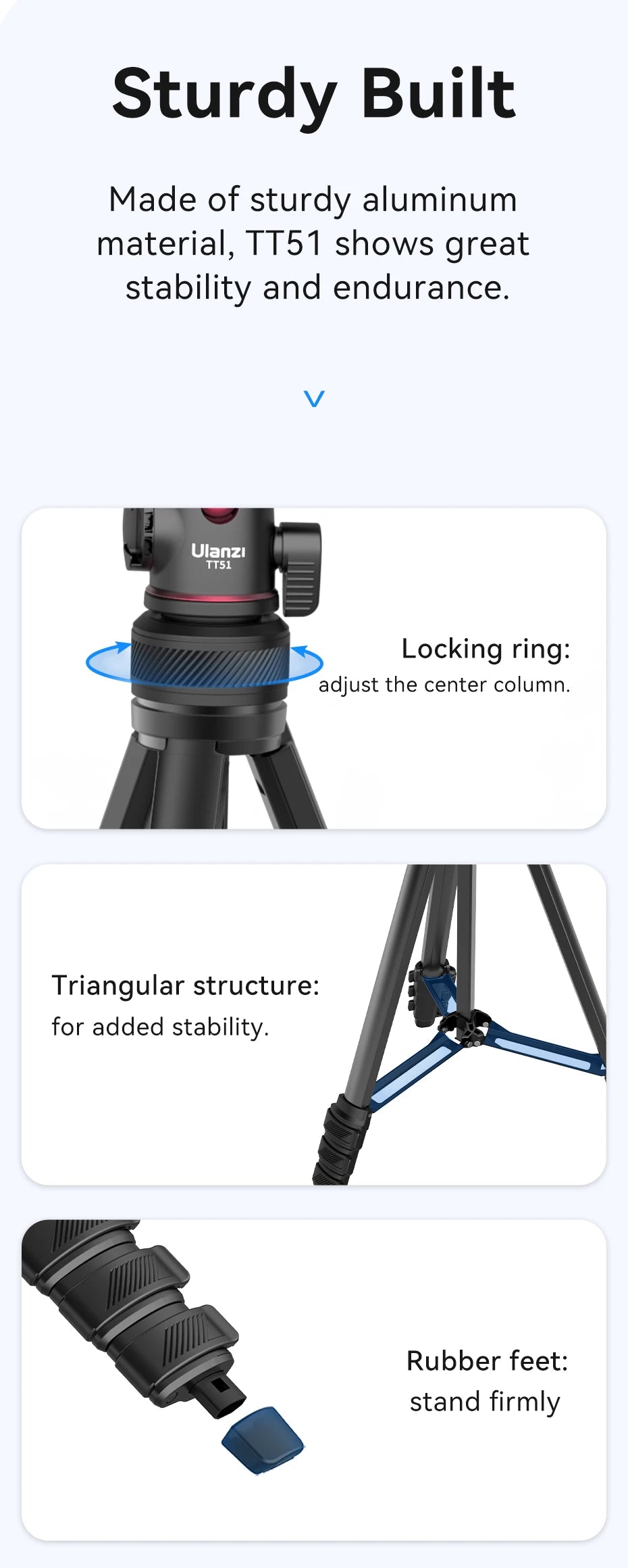 Portable Aluminum Tripod with Rotating Ballhead for Phone Camera Vlog