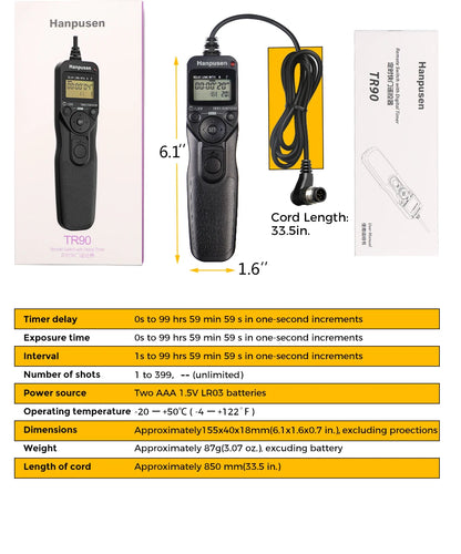 DSLR Camera Intervalometer Remote Shutter Release Controller