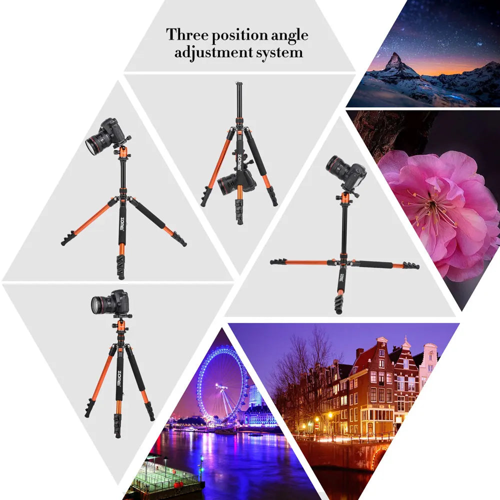 Zomei Q555 Professional Aluminum Video Camera Travel Tripod 360 Ball Head